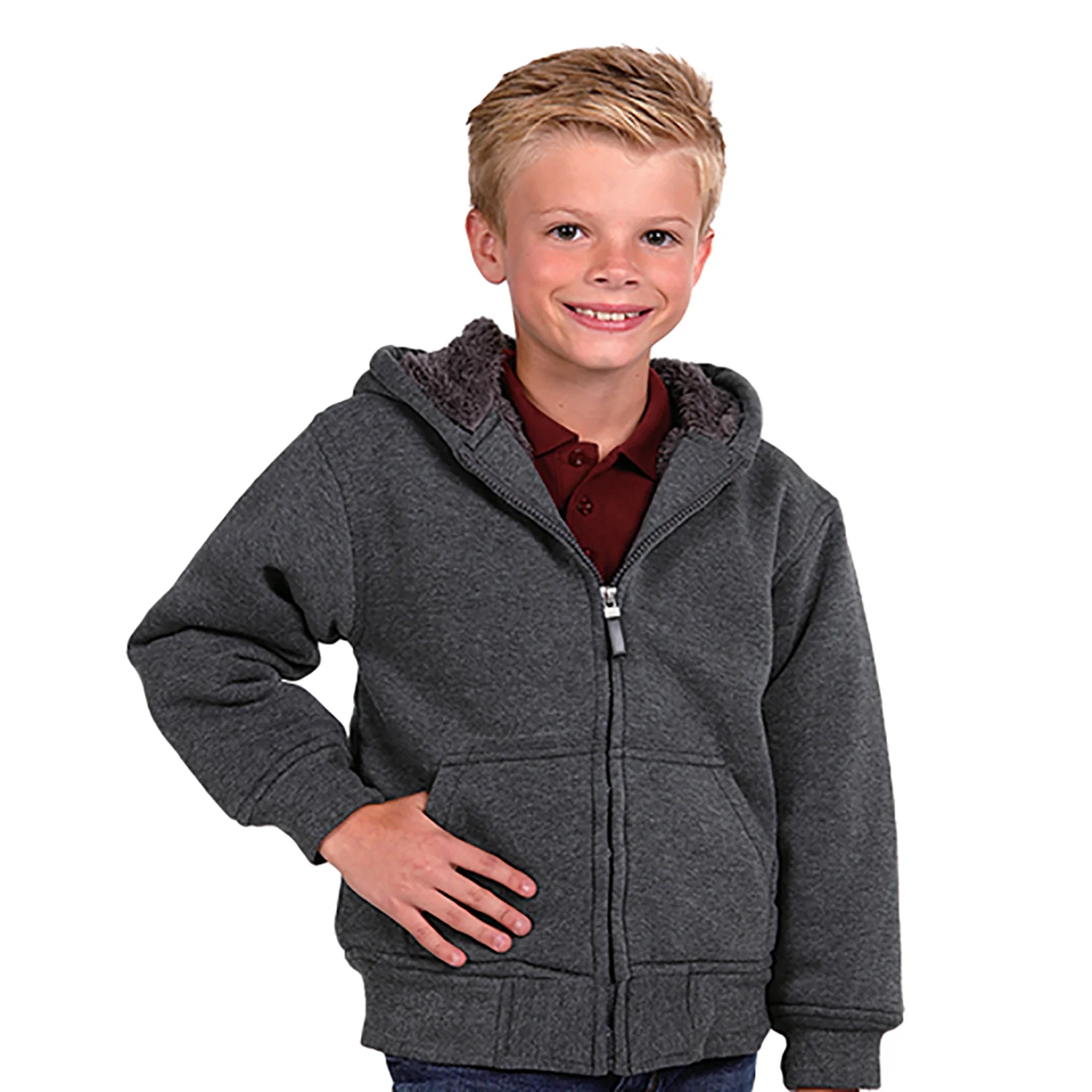 Youth Sherpa Lined Fleece Hoodie K1179 - Image 3